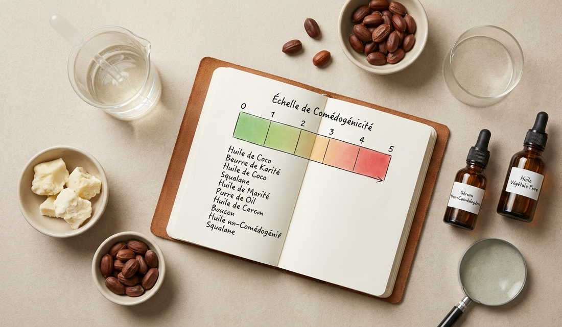 photographie article carnet étude comédogène produit