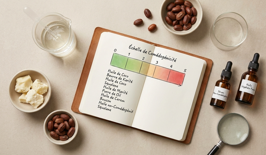 photographie article carnet étude comédogène produit